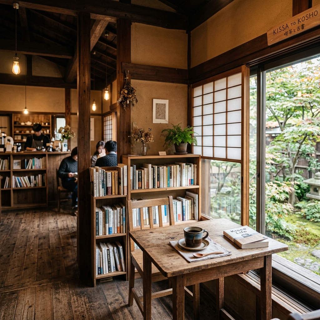 静かな読書カフェの店内